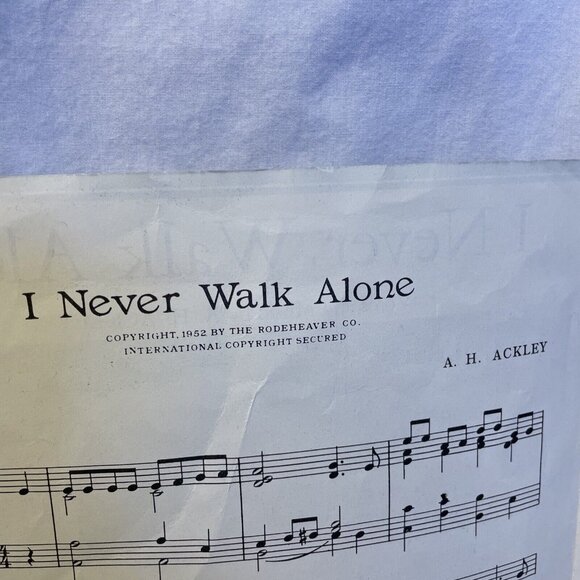 I Never Walk Alone Piano Sheet Music Ackley 1952 Rodeheaver Co. Gloria Roe Cover - Picture 5 of 7